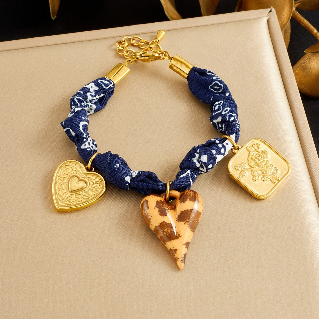 Leopard Heart Multi Charm Bracelet