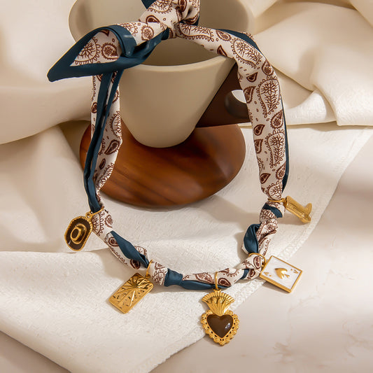 Lucky charm Scarf Necklace