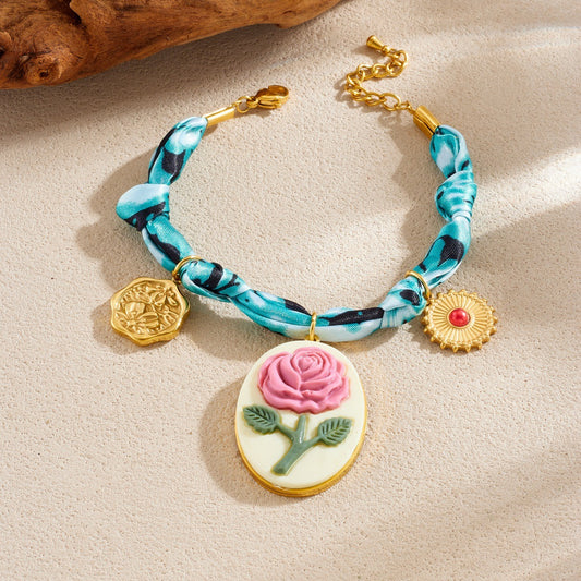 Oval Geometrical Flower Heart Pattern Bracelet