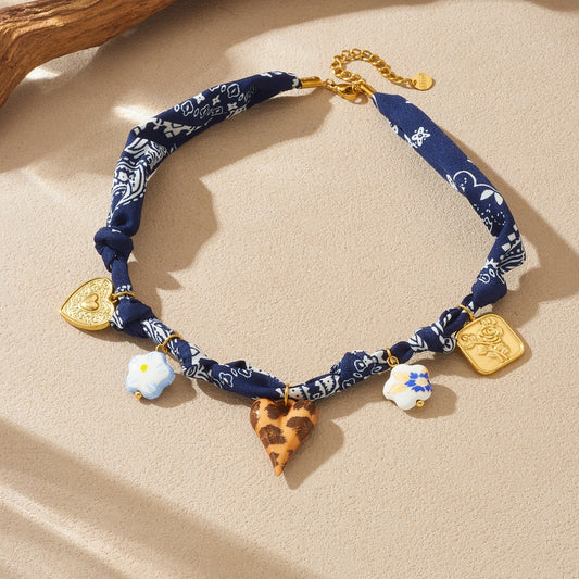 Leopard Heart Multi Charm Necklace